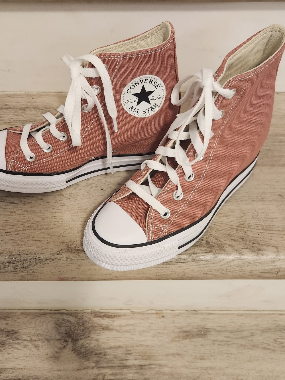 Converse High-Top Sneakers in Dusty Rose and White for Women